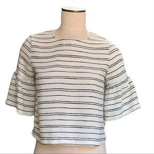 Crop Stripe Bell Sleeve Top